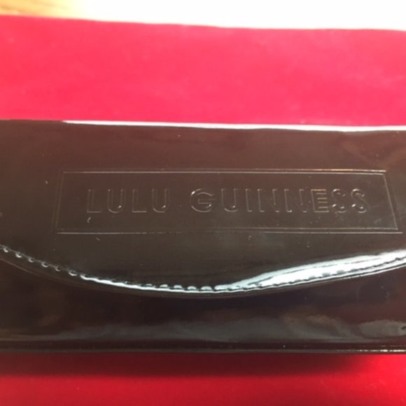 Lulu Guinness Designer 👓Eyeglasses👓 Hard Shell Case w/Mirror Black Shiny - Picture 6 of 11